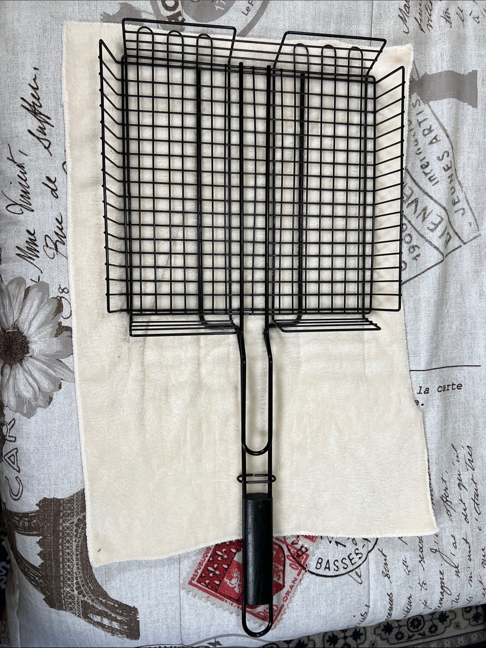 Black Grill Basket with Long Handle